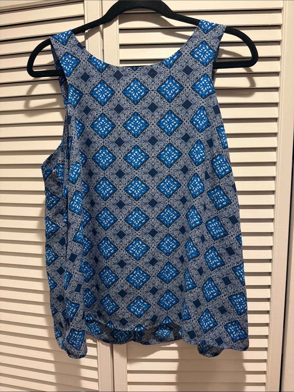 Anthropologie Blue Patterned Sleeveless Tank